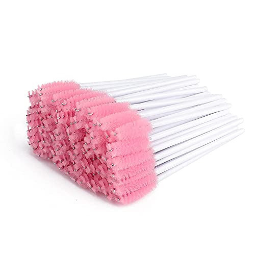 300 Pcs Disposable Mascara Wands,Eyelash Brushes,Spoolie Brush for Eyelash Extensions Makeup Applicator Tool Bulk, White/Pink | Amazon (US)
