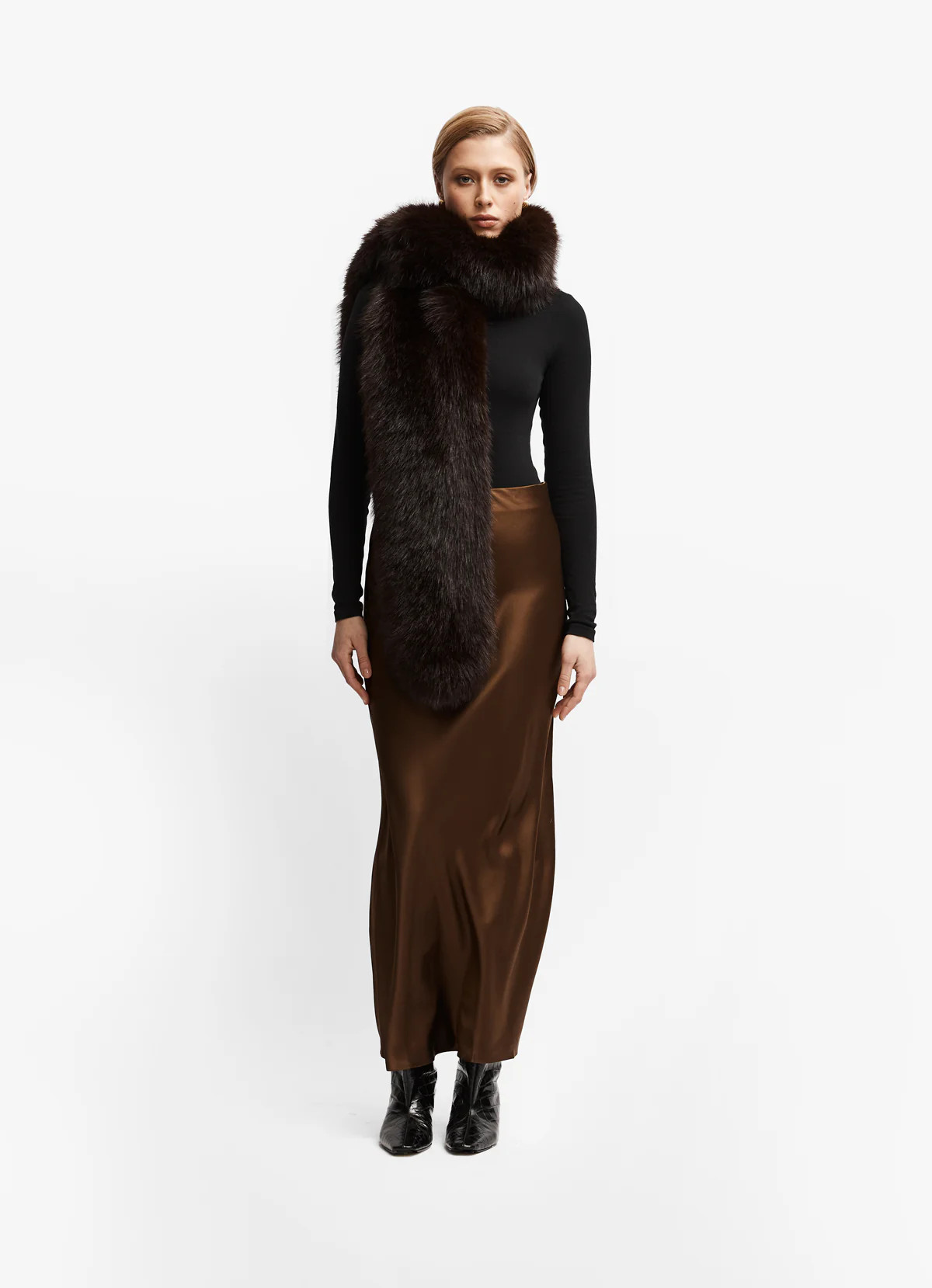 Brown Faux Fur Scarf | DE SAVARY LONDON