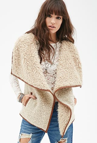 Faux Shearling-Lined Bouclé Vest | Forever 21 US