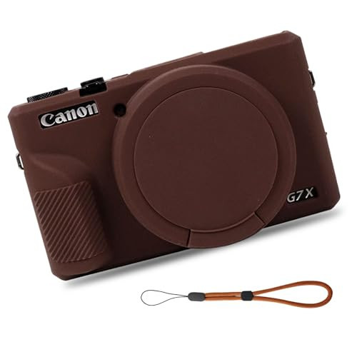 EONORY Camera Case for Canon G7X Mark III Camera, Anti-Scratch Slim Fit Soft Sleeve, Silicone Protective Cover with Removable Lens Cover and Strap Wrist for Powershot G7X Mark iii (Coffee) | Amazon (US)