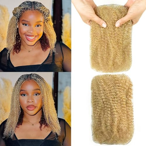 Dilekay Afro Kinkys Bulk Human Hair 16 Inch 2 Bundles 100g 100% Human Hair for Mini Twist Braiding Dreadlocks Extensions Locs Repair Afro Kinky Curly Hair Bulk Honey Blonde | Amazon (US)