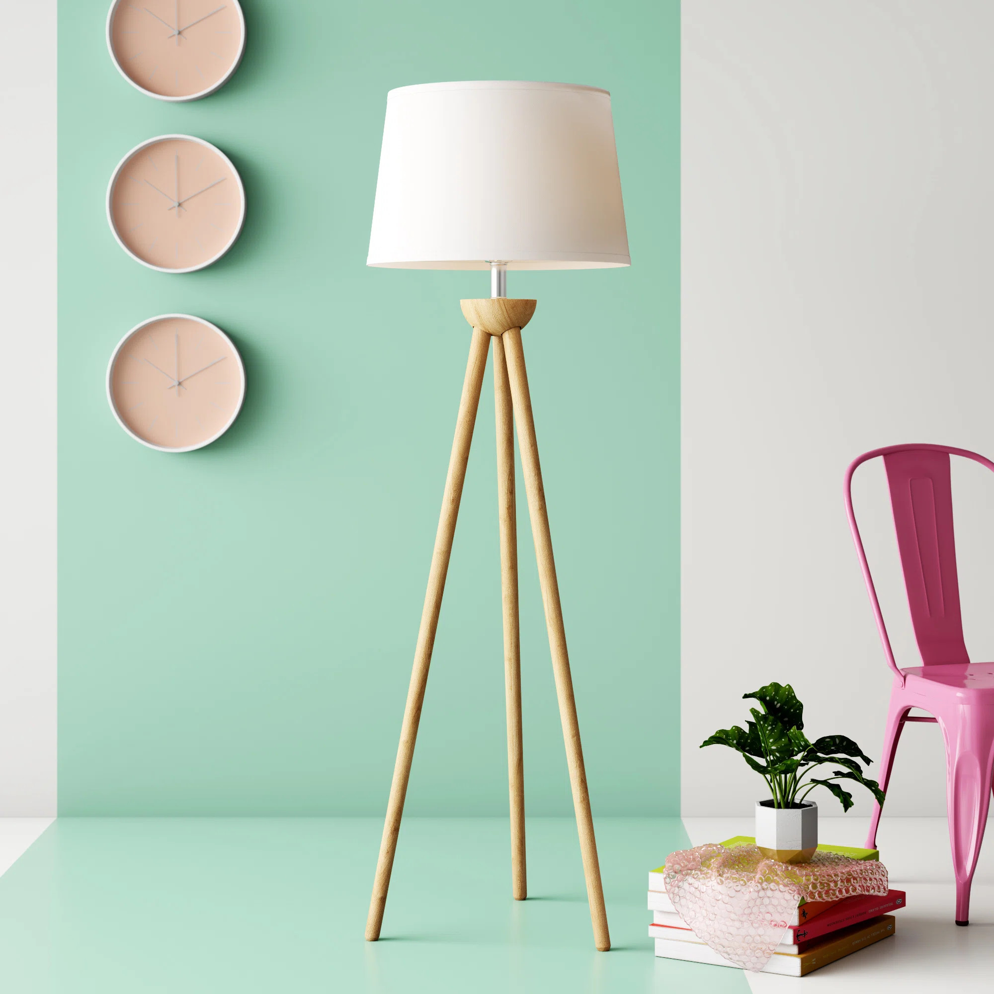 Wade Logan 58" Tripod Floor Lamp – Mid-Century Modern Standing Lamp Décor Light with LED Bulb ... | Wayfair North America