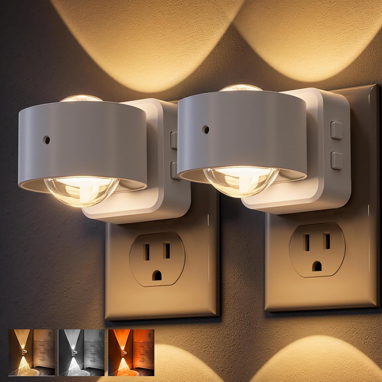 L LOHAS LED Night Light Projector, Night Lights Plug into Wall 3CCT 2 Pack | Amazon (US)