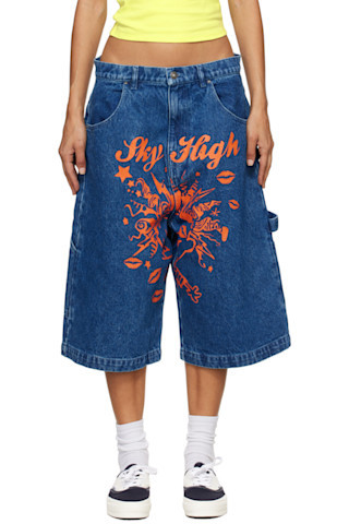 Sky High Farm Workwear - Blue Mindblown Print Denim Shorts | SSENSE