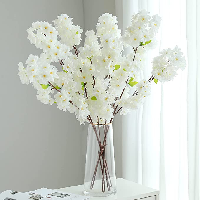 Hawesome Artificial Flowers Cherry Blossom Branches 42 Inch Fake Silk Cherry Blossom Flowers Arra... | Amazon (US)