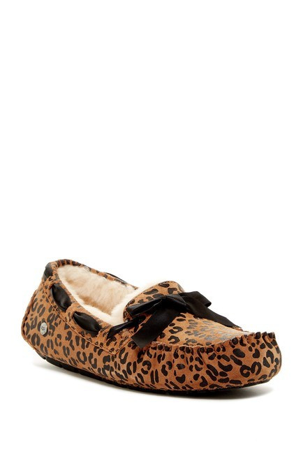 UGG Australia | Dakota Leopard Print Bow UGGpure(TM) Lined Slipper | Nordstrom Rack | Nordstrom Rack