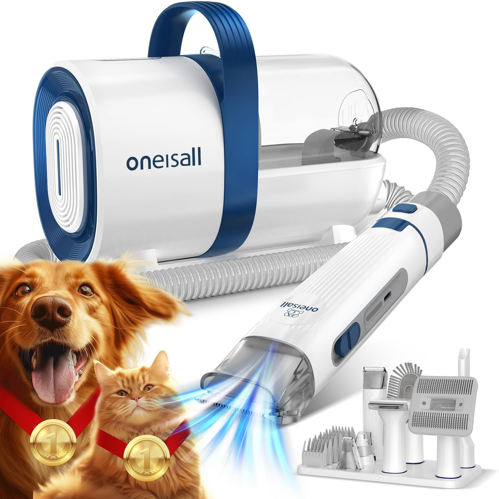 oneisall Dog Hair Vacuum & Dog Grooming Kit, Pet Grooming Vacuum with Pet Clipper Nail Grinder, 1... | Amazon (US)