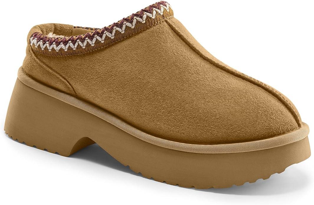 Vilanva Platform Clogs for Women Cozy Suede Fall Slippers with Warm Fur Lined Slip on Shoes Outdo... | Amazon (US)