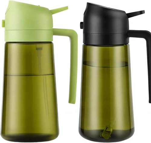Aovdy 2PCS Oil Sprayer for Cooking 16oz,2 in 1 Olive Oil Dispenser and Oil Sprayer - 470ml Olive Bottle Spray and Pour - Glass Oil Dispenser for Kitchen Cooking Salad BBQ (Light-Proof -Black & Green) | Amazon (US)