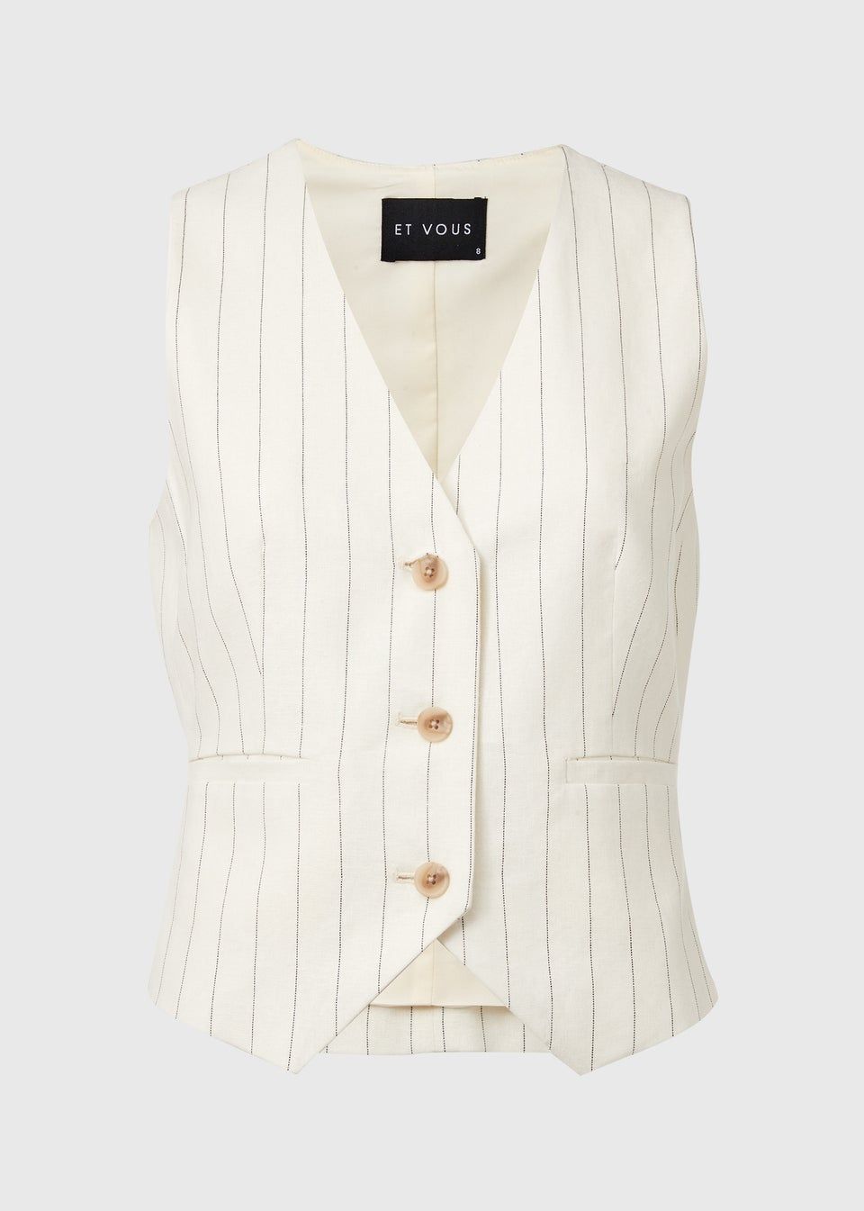 Et Vous Cream Pinstripe Linen Waistcoat | Matalan (UK)