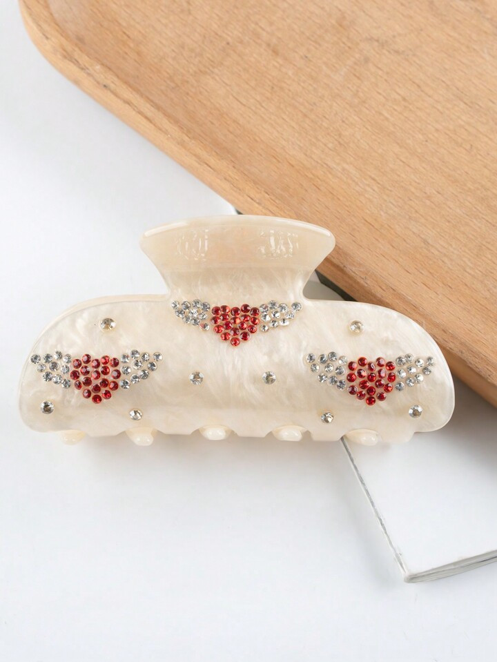 1pc Medium Size Shiny Heart-Shaped Wings Rhinestone Half Round ​Hair Claw Clips, Non-Slip Stron... | SHEIN