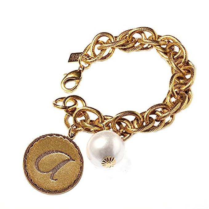 Rope Chain Initial Coin Bracelet With Pearl, 8-8.5" Gold-Toned | Amazon (US)