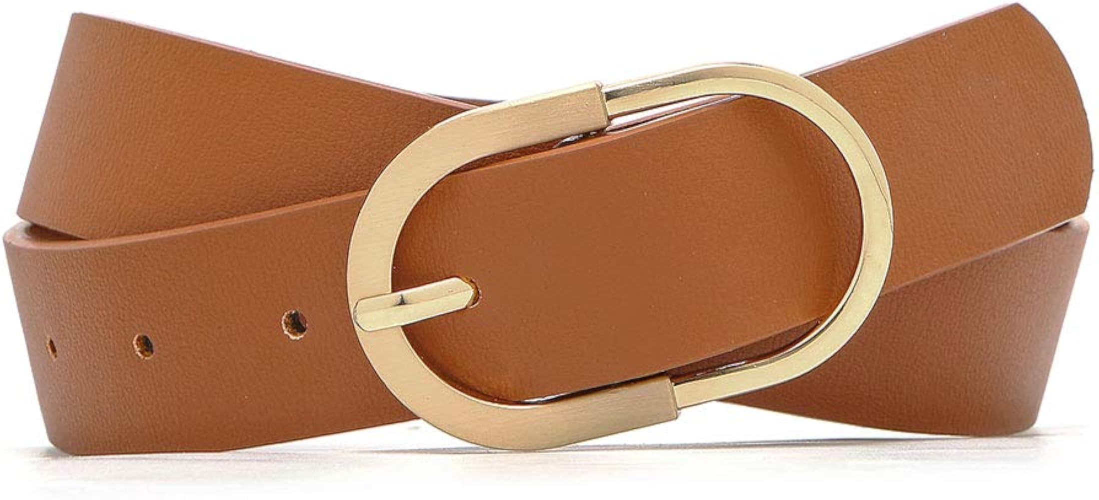 Earnda Women's Fashion Belt For Jeans With Simple Chic Gold Buckle Brown Large | Amazon (CA)