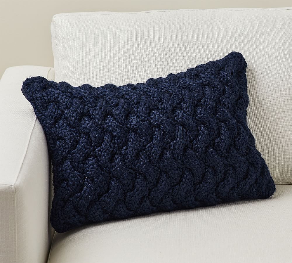 Camelia Chunky Handknit Lumbar Pillow | Pottery Barn (US)