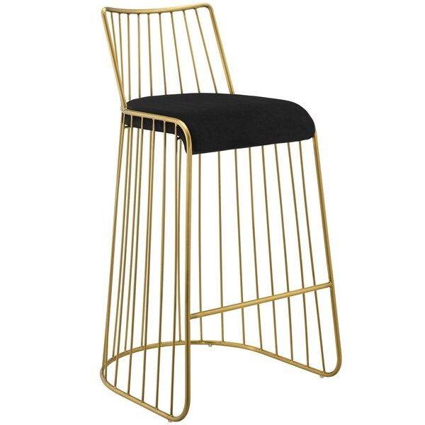 Rivulet Gold Stainless Steel Upholstered Velvet Bar Stool | Bed Bath & Beyond