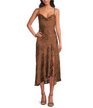 ASTR the Label Gaia Floral Print Cowl Neck Sleeveless Slip Dress | Dillard's | Dillard's