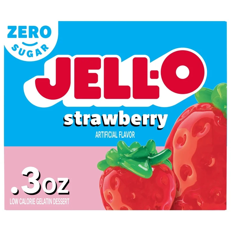Jell-O Strawberry Zero Sugar Low Calorie Gelatin Dessert Mix, 0.3 oz Box | Walmart (US)