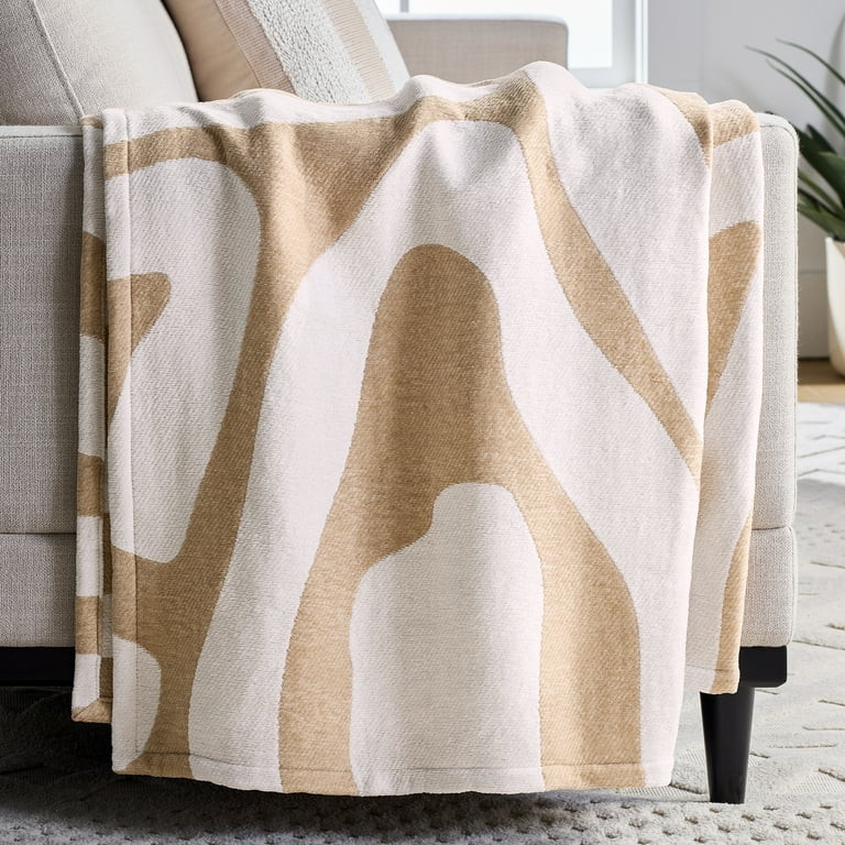 Better Homes & Gardens Chenille Jacquard Soft Throw Blanket, Papyrus Beige | Walmart (US)