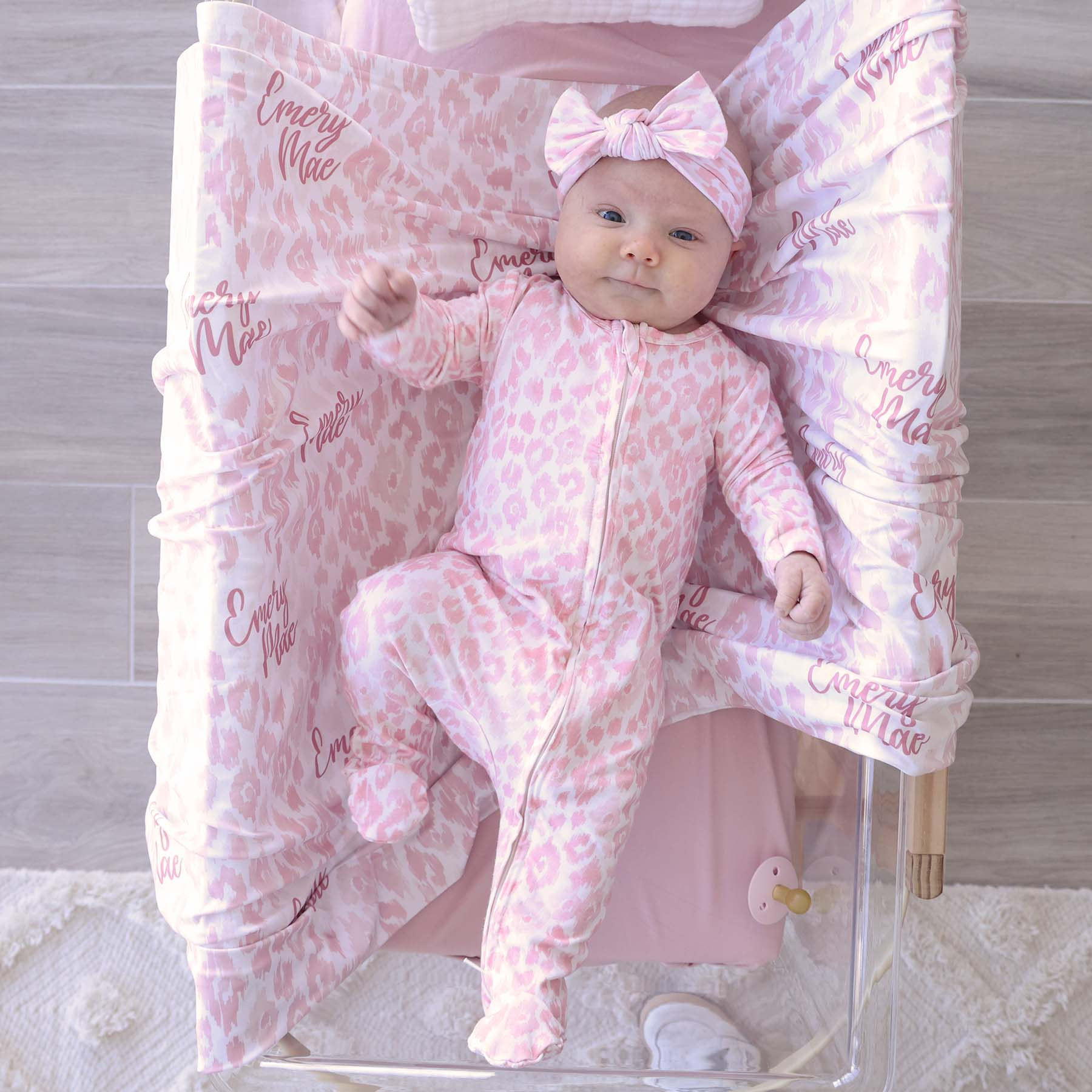 Blush Leopard Zipper Footie | Caden Lane