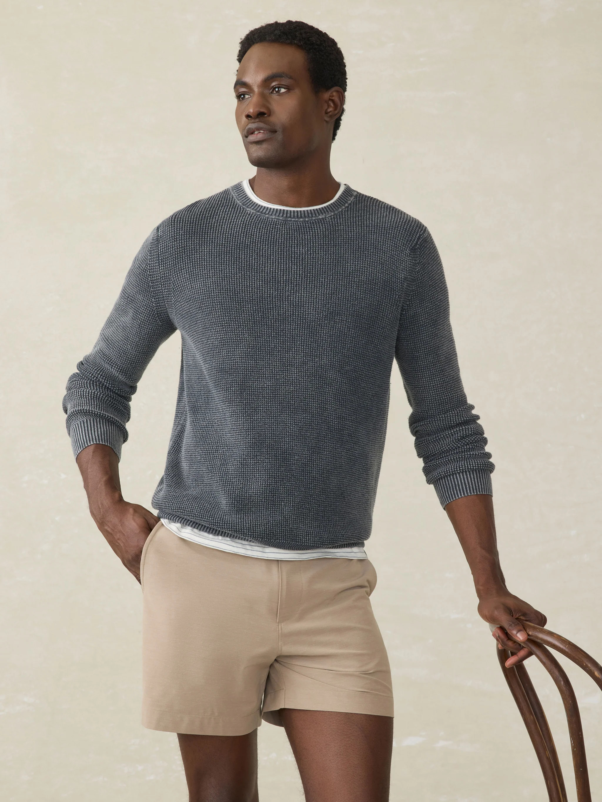 Sunwashed Crewneck Sweater - Faded Black | Faherty