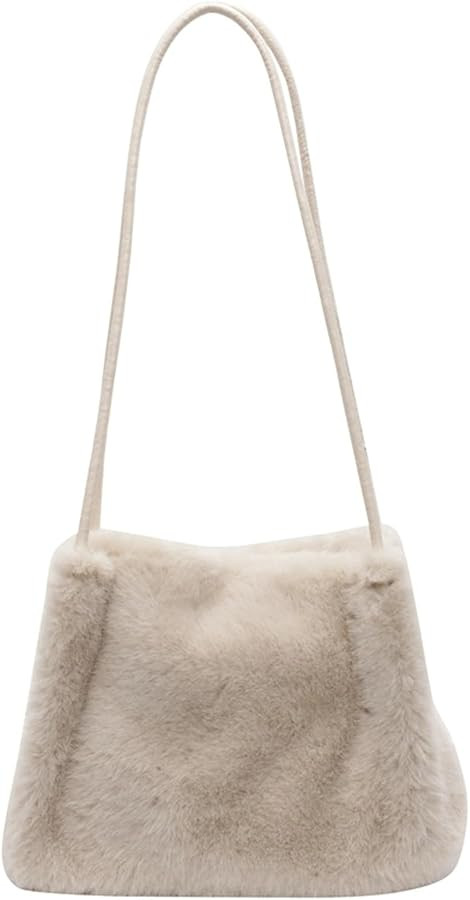 Faux Fur Shoulder Bag 2024 Fall Winter Women Tote Handbag Commuter Casual Small Fur Purse PU Stra... | Amazon (US)