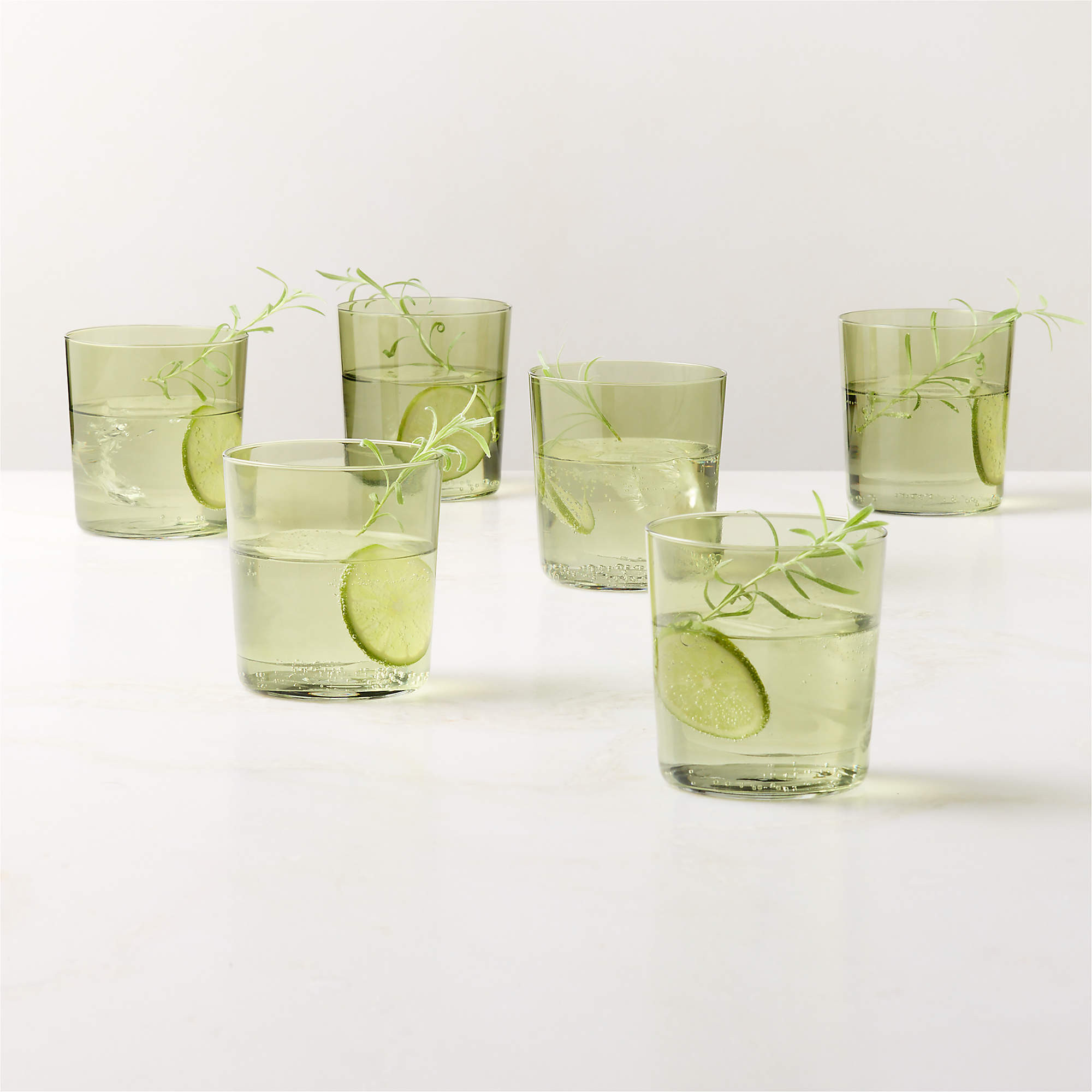Marta Sage Green Double Old-Fashioned Glasses Set of 6 + Reviews | CB2 | CB2