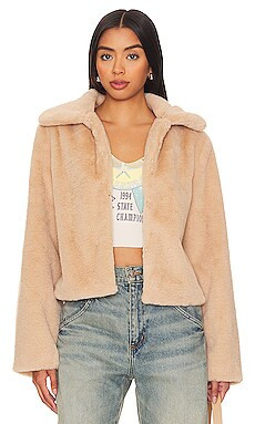 superdown Tianna Faux Fur Jacket in Beige from Revolve.com | Revolve Clothing (Global)