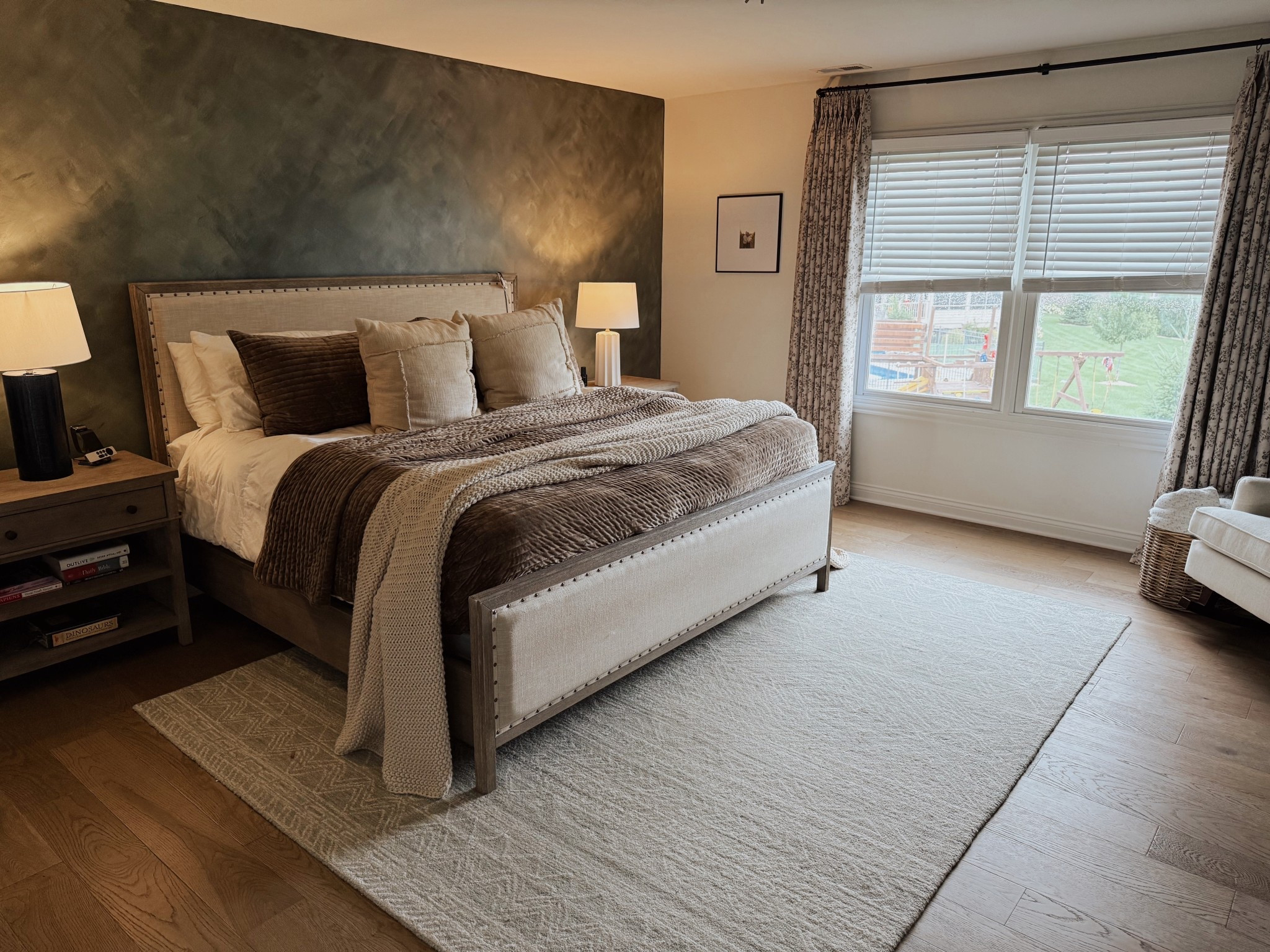 Primary bedroom info- 

Wall is faux limewash colors - Sherwin Williams Shade Grown & Austere Gray

Curtain panels are TWOPAGES - Sara Le Print Linen Drapery Pleated Triple Pleat with memory foam - use code JAMIEHABS for 24% off your order 


Primary bedroom, home inspo, Twopages, target, Amazon, pottery barn, boutique rugs 

#LTKFindsUnder100 #LTKHome