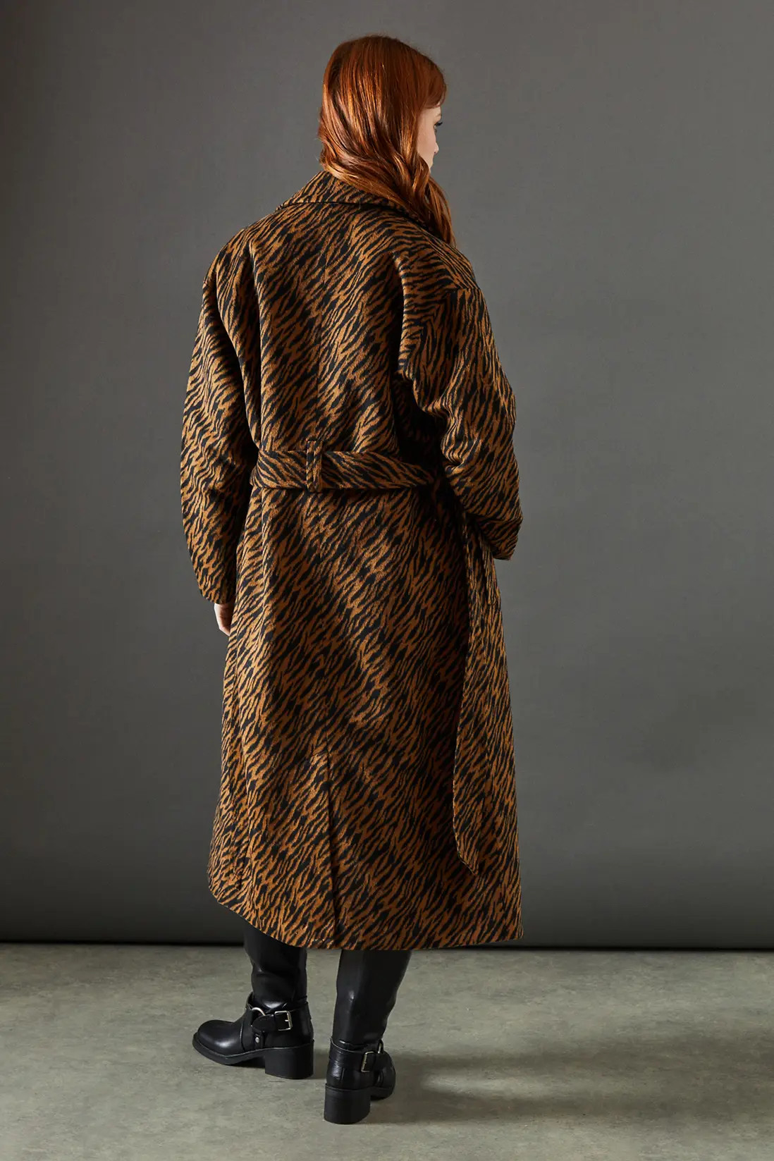 Zebra Belted Wrap Coat | boohoo (US & Canada)