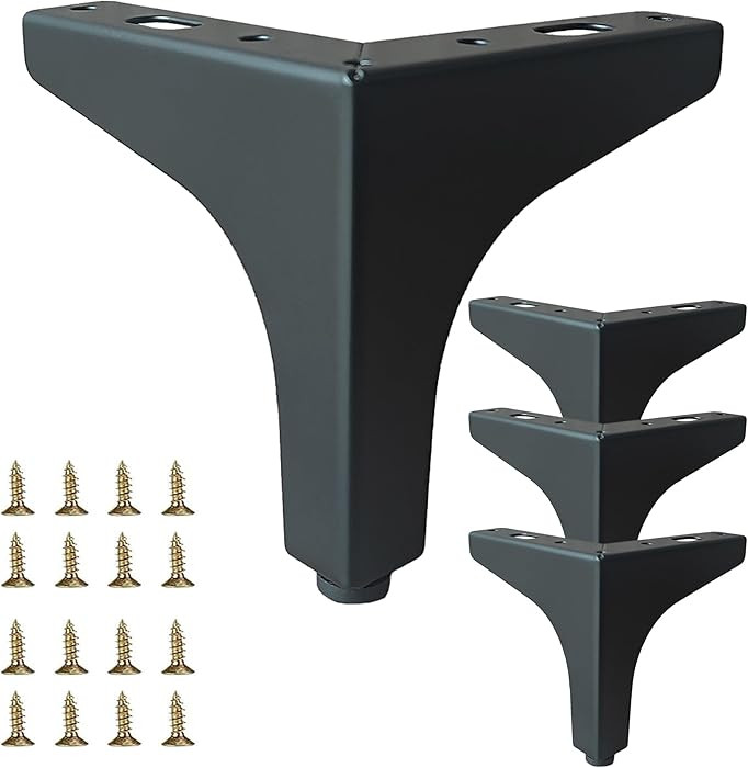 4 Pack 4" Matte Black Metal Furniture Legs, 1.4mm Thickness Metal Cabinet Feet(Black) | Amazon (US)
