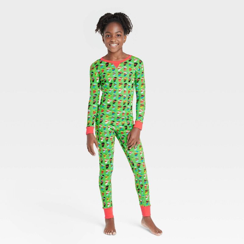 Kids' Multi Santa Print Matching Family Pajama Set - Wondershop™ Green | Target