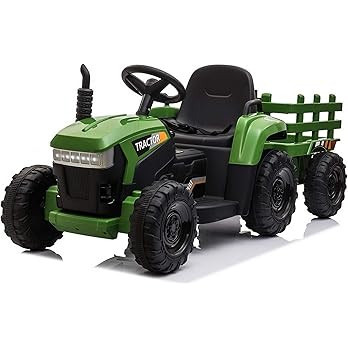 TOBBI Kids Electric Ride On Toy Tractor, 12v Battery-Powered 4 Wheels Ride On Car with Trailer, 3... | Amazon (US)