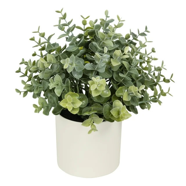 Mainstays 8.5" Artificial Eucalyptus Plant in Cream Pot | Walmart (US)