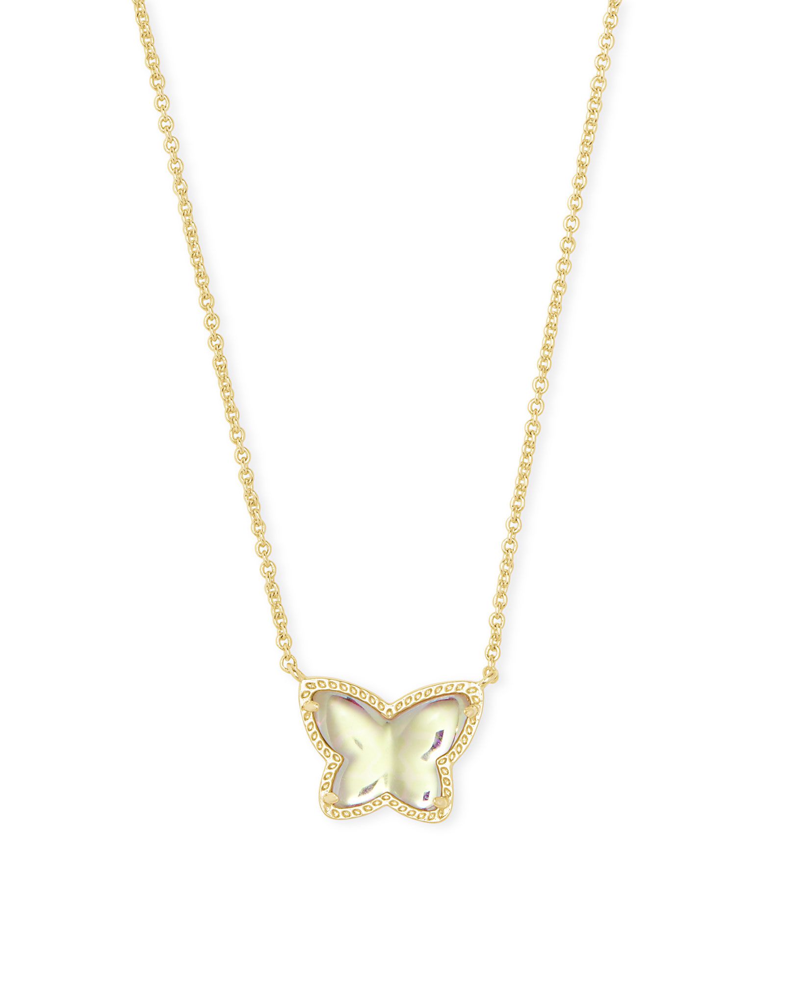 Lillia Butterfly Gold Pendant Necklace in Dichroic Glass | Kendra Scott