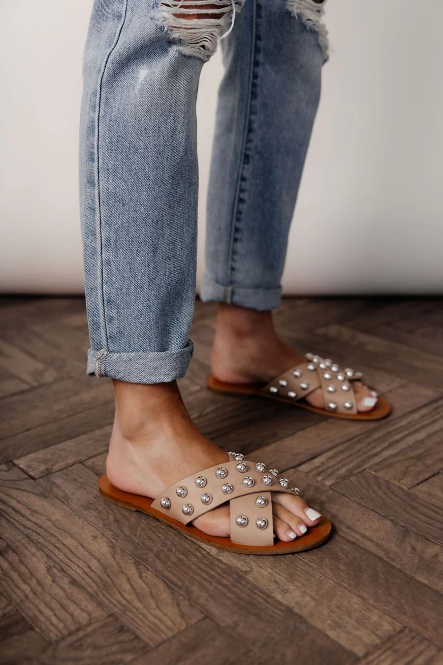 Jayla Studded Sandals in Nude - böhme | Bohme