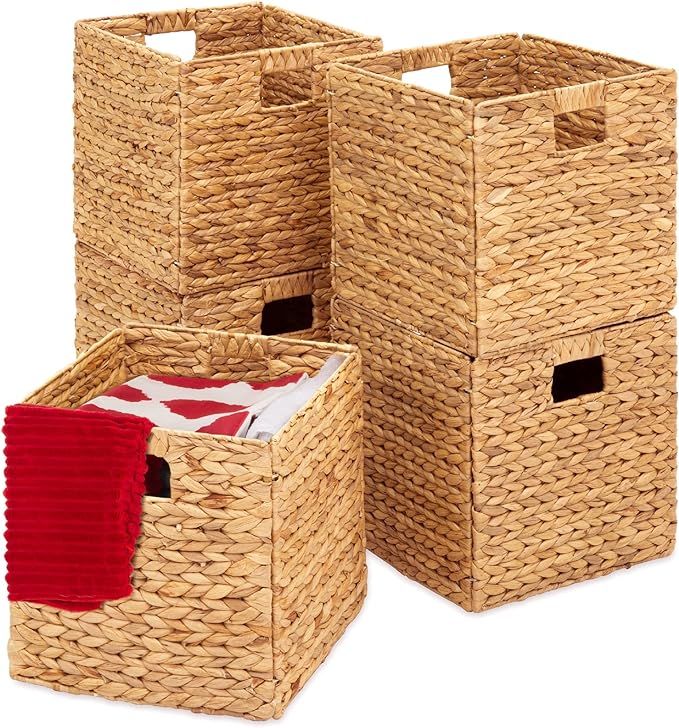 Best Choice Products 12x12in Hyacinth Baskets, Rustic Set Of 5 Multipurpose Collapsible Storage O... | Amazon (US)
