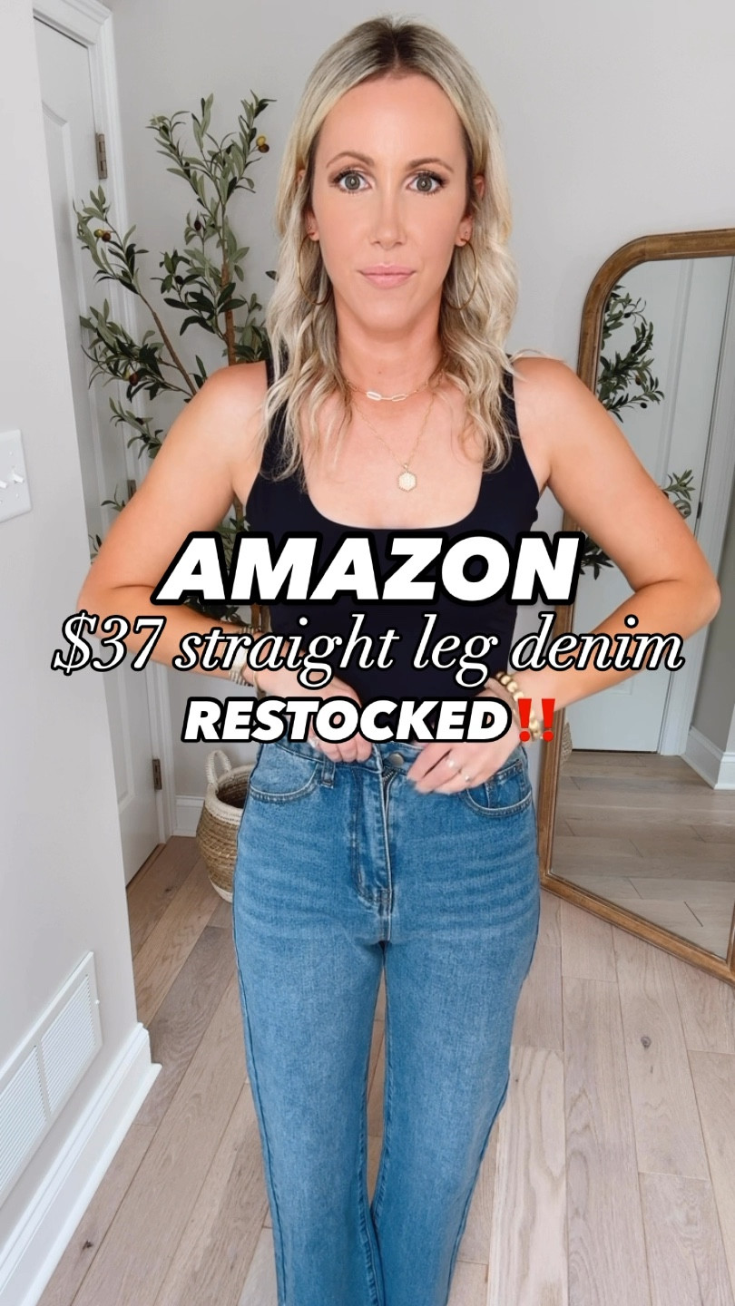 Amazon straight leg denim! Restocked! Only $37 🙌🏻 Wearing my true size xs, I’m 5’7”. 

#LTKFindsUnder50 #LTKVideo #LTKStyleTip