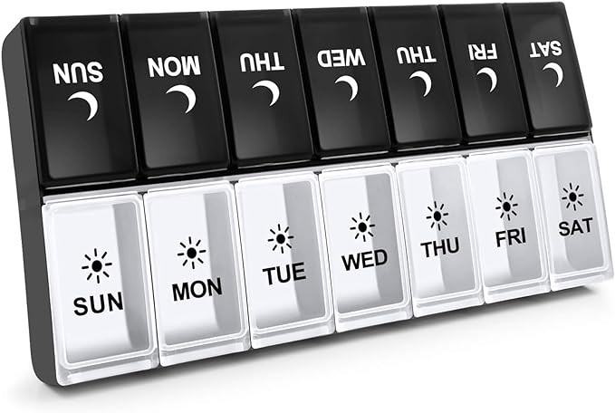 Aigret Future 7 Day Pill Organizer 2 Times a Day, Large Weekly AM PM Box, Night Medicine Organize... | Amazon (US)