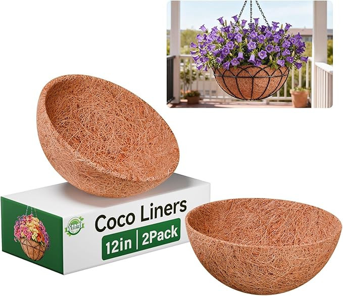 Halatool 2 Pack 12 Inch Coco Liners 100% Natural Coconut Liners for Planters Round Coco Coir Hang... | Amazon (US)