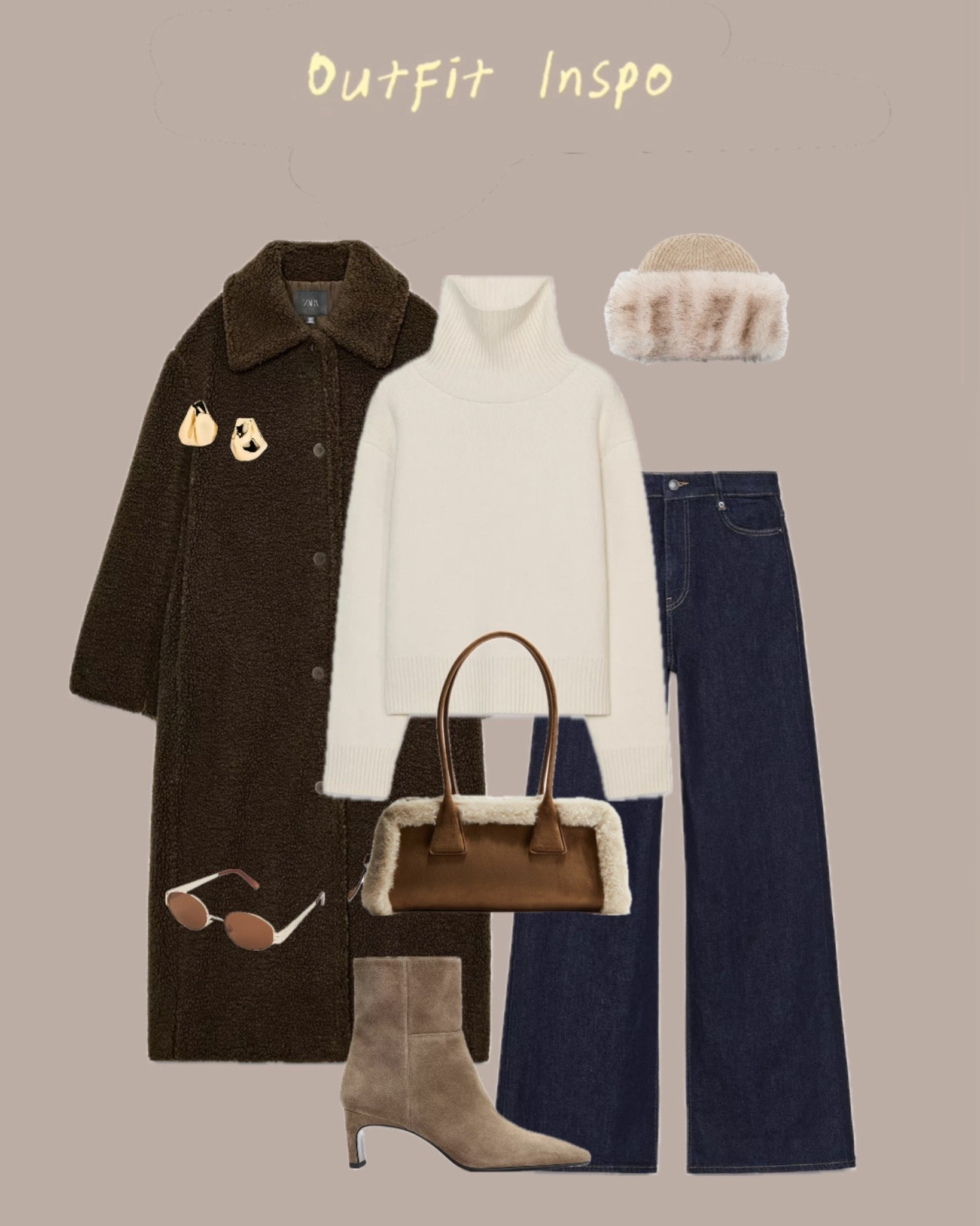 Winter casual chic outfit 

Brown coat, wool white sweater, dark blue jeans, faux fur bag, suede boots, Zara, H&M, Massimo dutti, Accessorize 

#LTKitalia #LTKjeans #LTKwinter