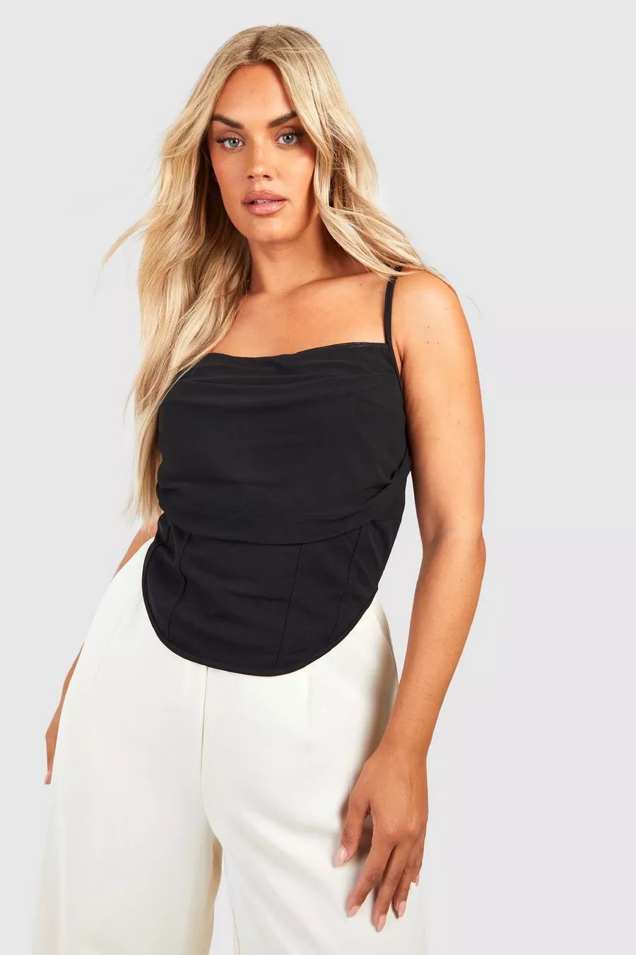 Plus Strappy Ruched Corset Top | Boohoo.com (DK)