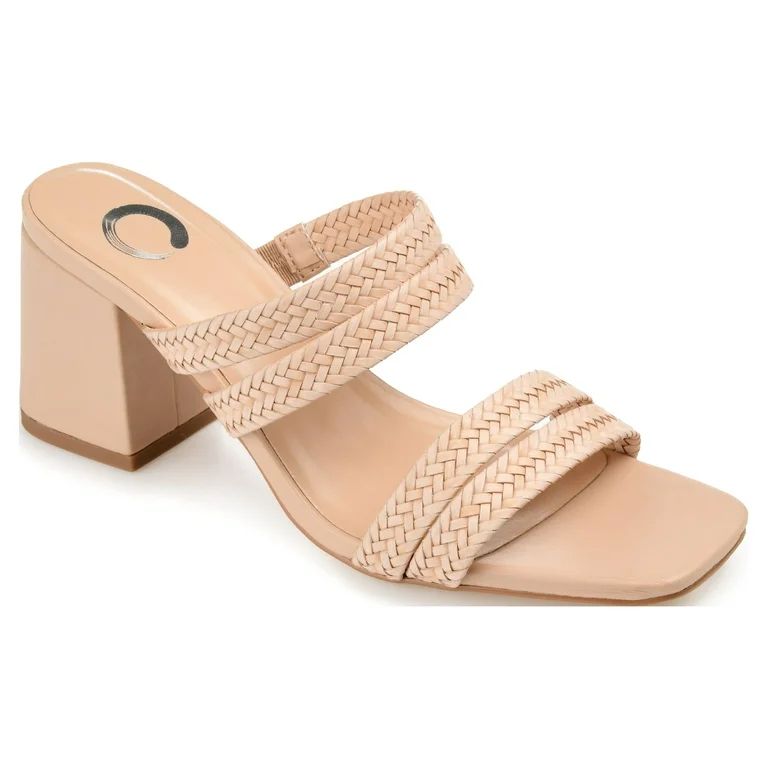 Journee Collection Womens Natia Open Square Toe Block Heel Sandals - Walmart.com | Walmart (US)