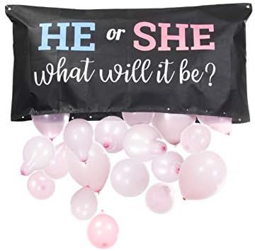 Pop Fizz Designs | Gender Reveal Balloon Drop Bag | He or She, What Will it Be? | Amazon (US)