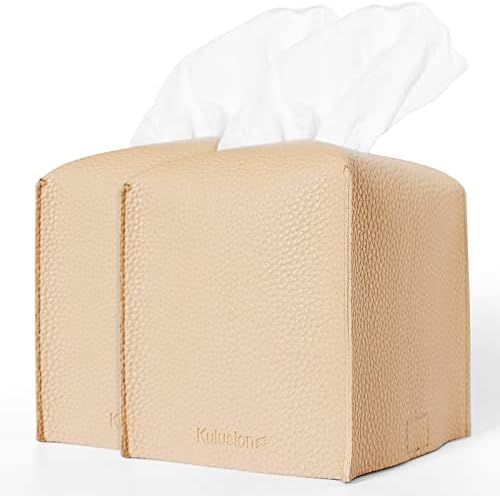 Amazon.com: Blue Tissue Box Cover Square 2 Pcs Tissue Cube Box Covers Holders, Leather Tissue Box... | Amazon (US)