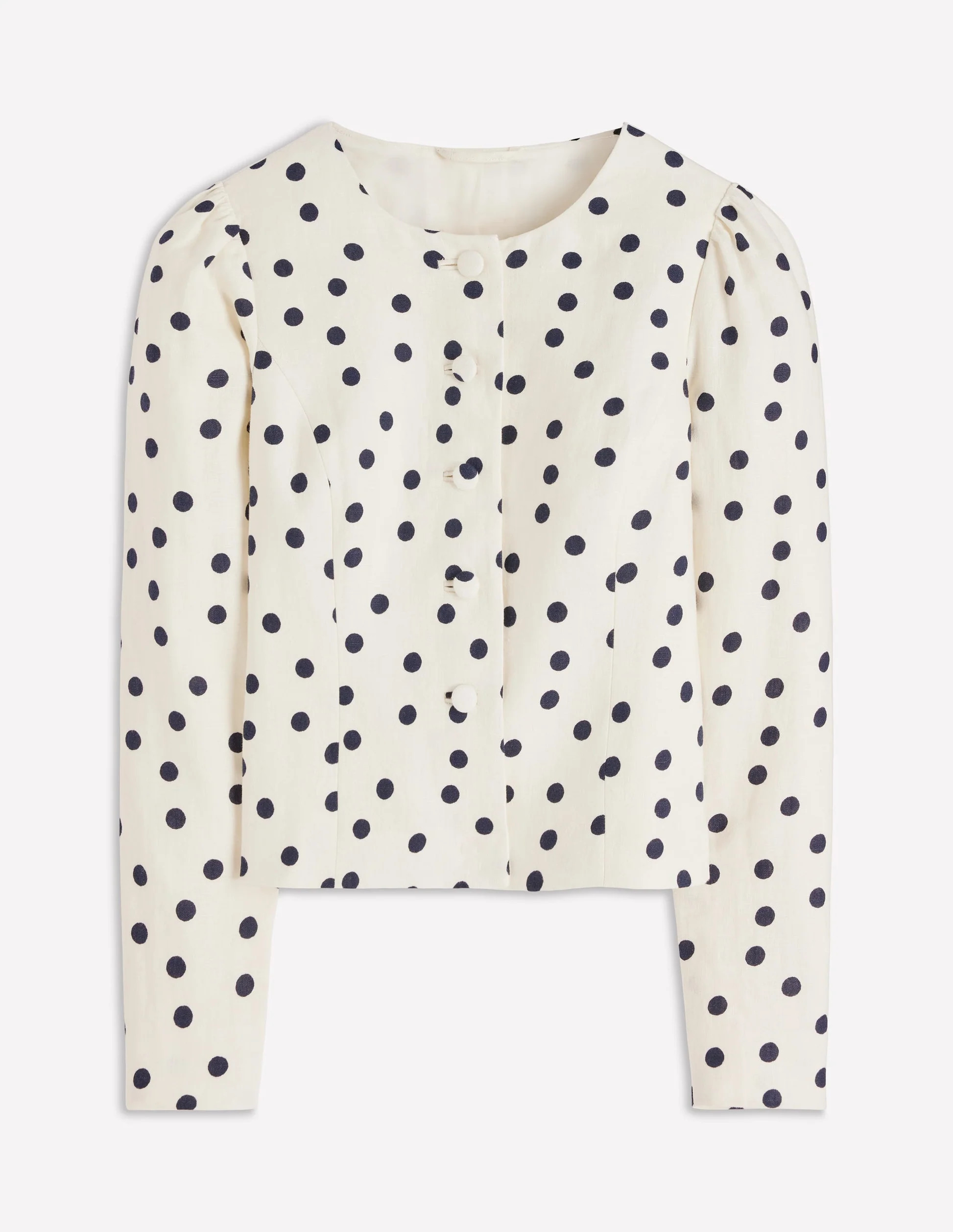 Salisbury Puff Sleeve Jacket-Ivory, Fresh Green Stripe | Boden (US)