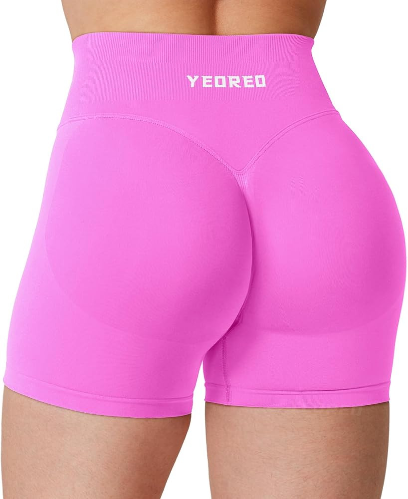 YEOREO Hidden Scrunch Workout Shorts Vision Women Seamless Gym Shorts High Waist Yoga Shorts | Amazon (US)