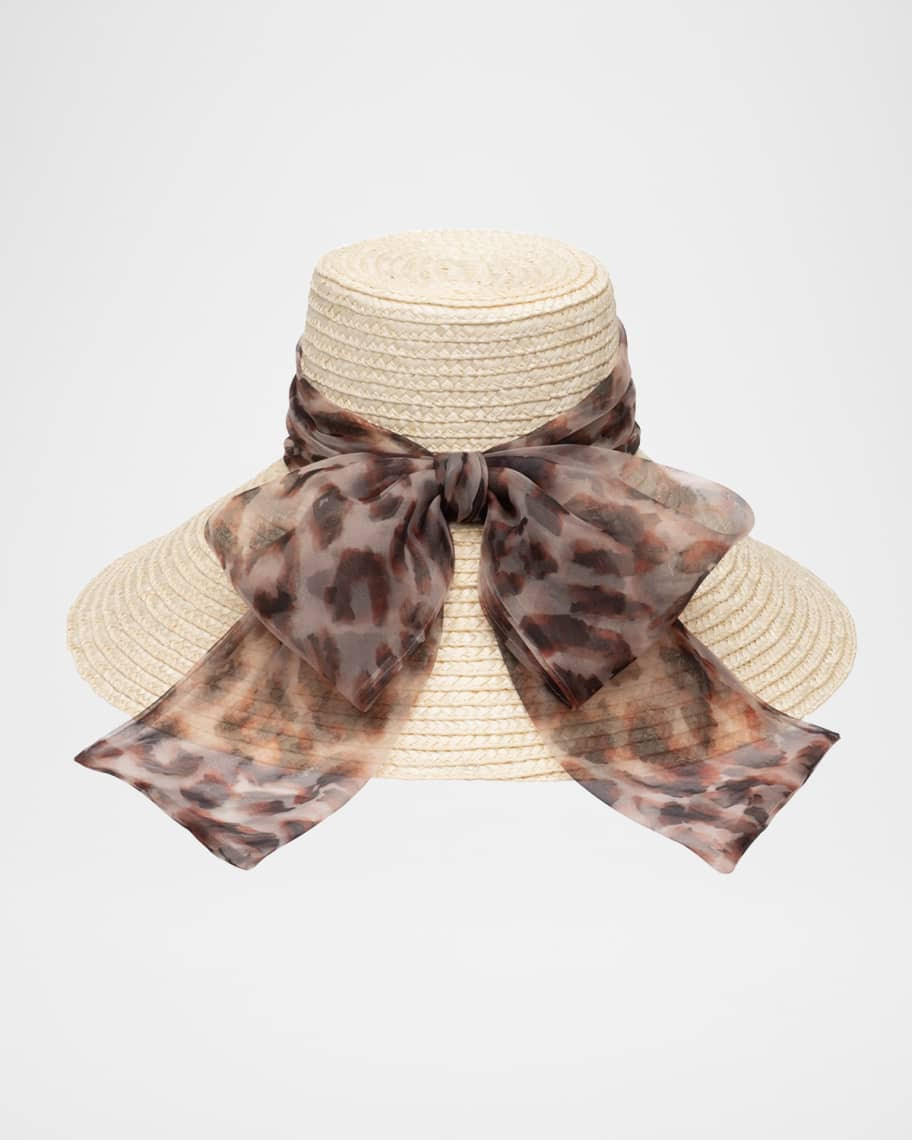 Eugenia Kim Mirabel Leopard-Print Bow Sun Hat | Neiman Marcus