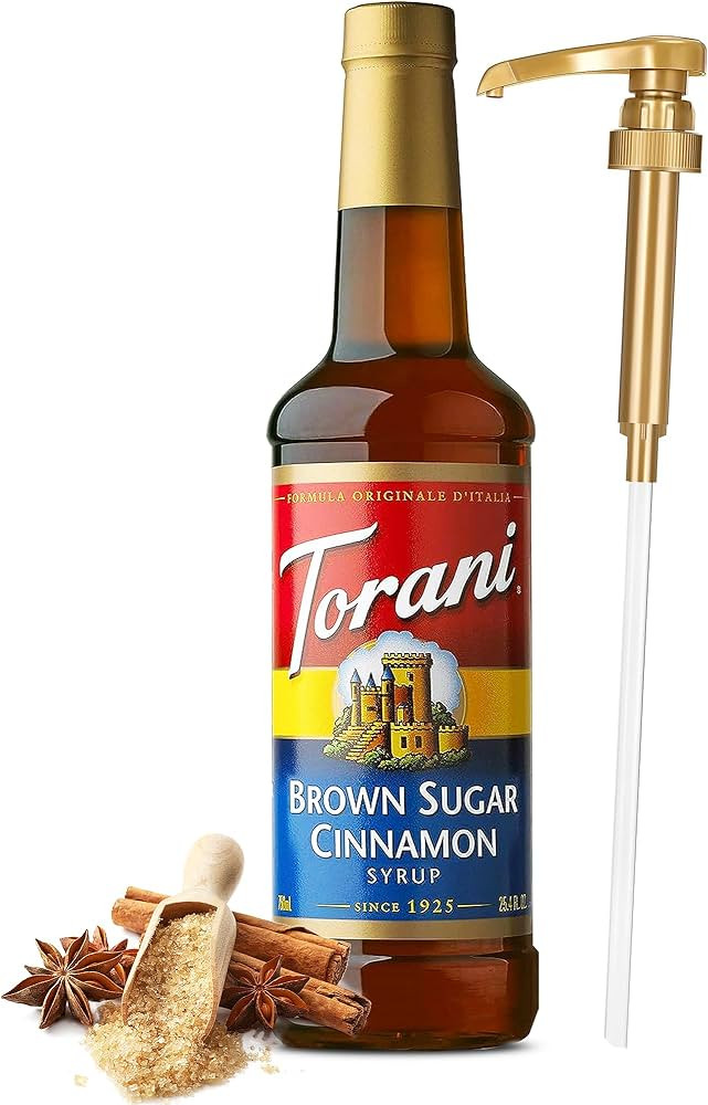 Brown Sugar Cinnamon Syrup for Coffee 25.4 Ounces, Torani with Little Squirt Syrup Pump | Amazon (US)