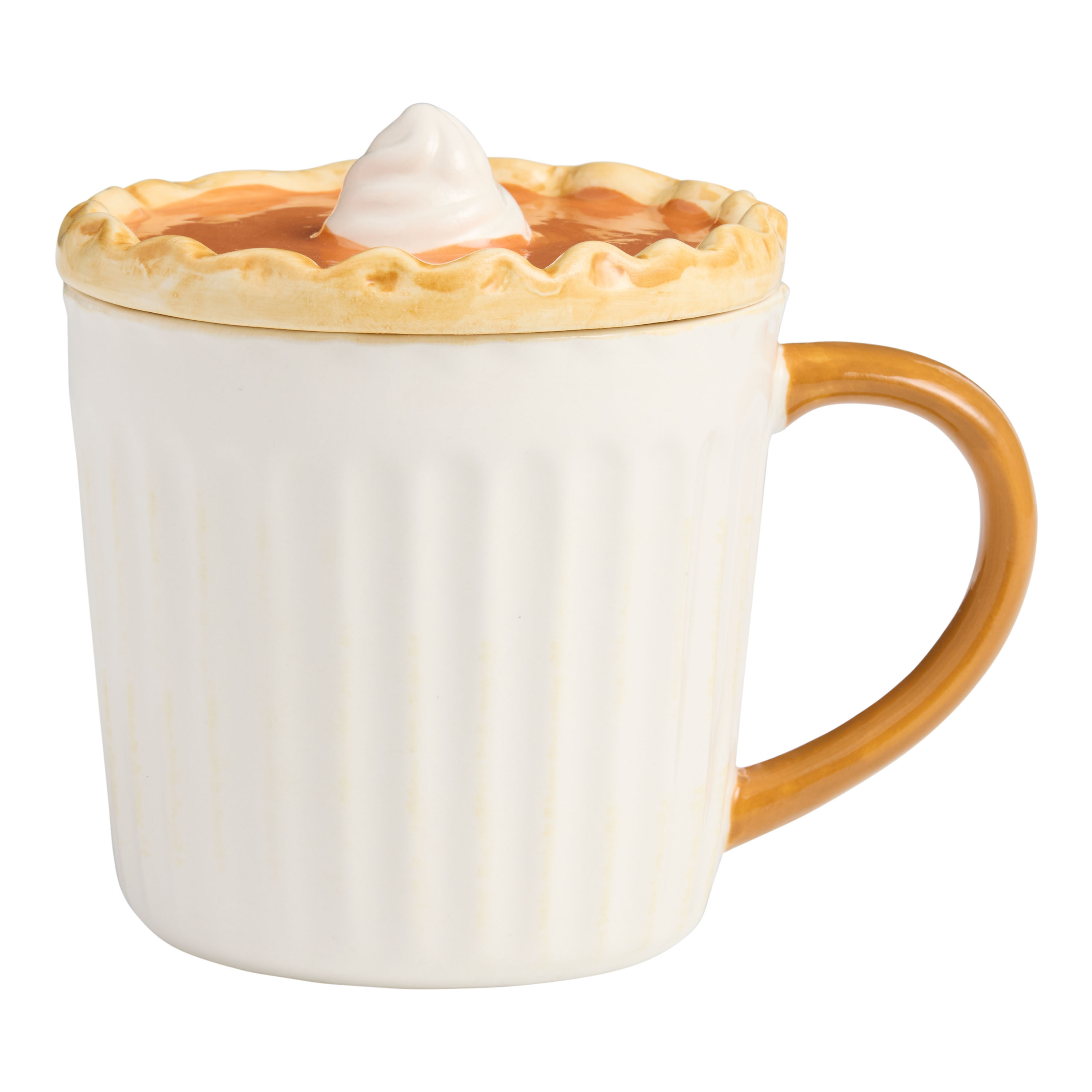 Pumpkin Pie Ramekin Lidded Hand Painted Ceramic Mug | World Market