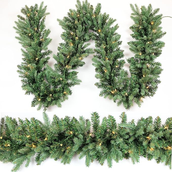 Christmas Garland 9 Ft by 12 Inch Prelit Fraser Fir Xmas Garland with 50 Lights 550 Tips, Real Li... | Amazon (US)